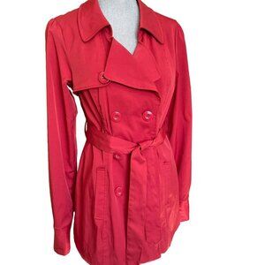 Vertigo Paris Double Breasted Red Trench Coat Lined Women's Size M